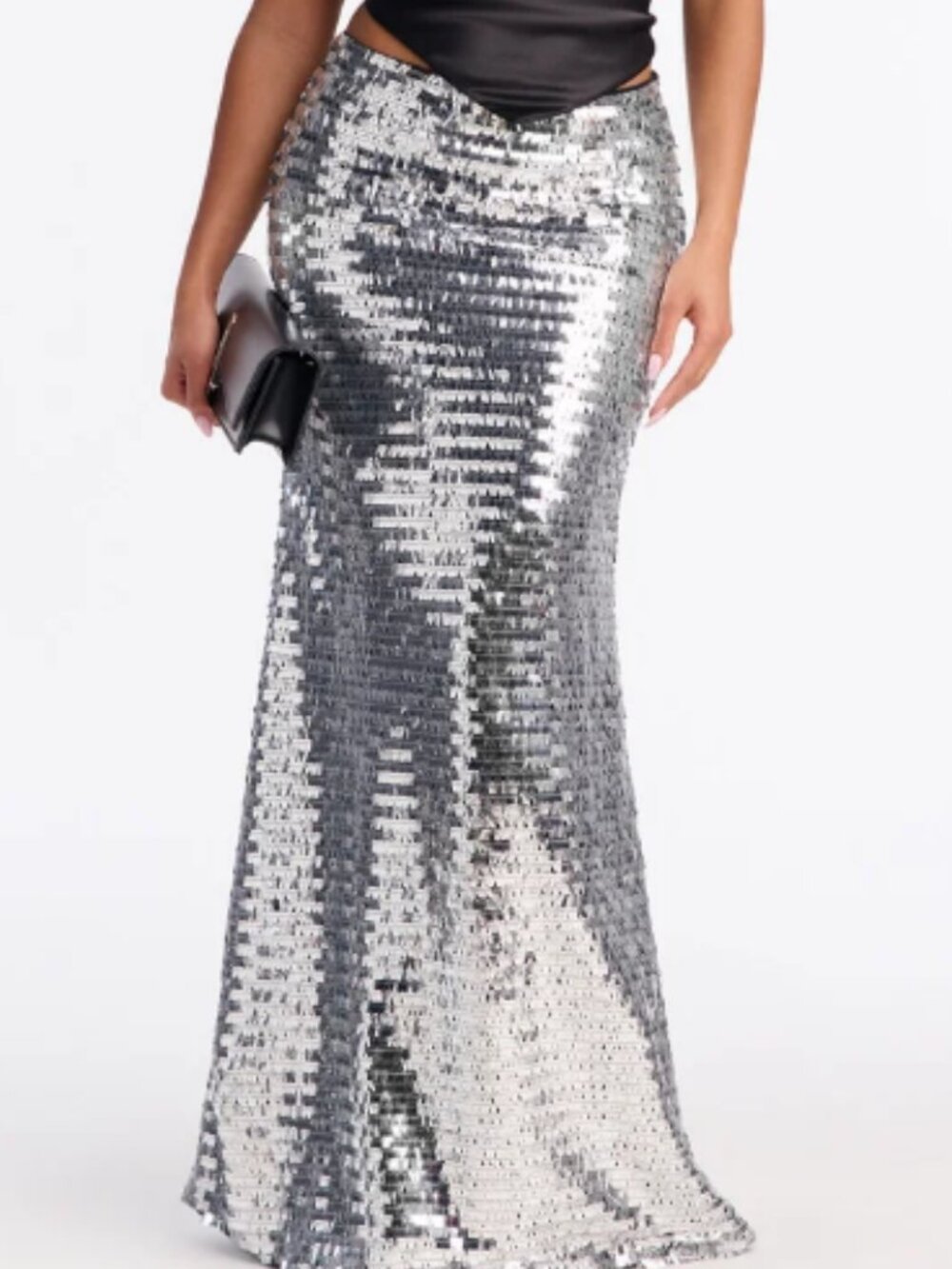 Dazzling Silver Sequin Maxi Skirt🎉NWT